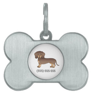 Médaillons Pour Animaux Domestiques Dachshund à poil ras Chocolat et Tan & Numéro