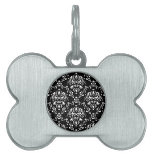 Médaillons Pour Animaux Domestiques Damas noir et blanc