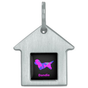 Médaillons Pour Animaux Domestiques Dandie Dinmont Terrier Crazy Hot rose et bleu