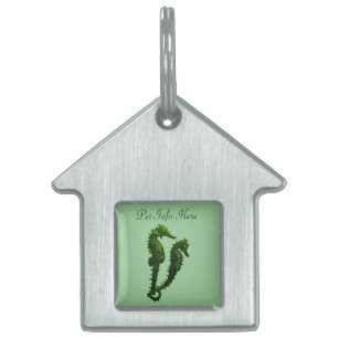 Médaillons Pour Animaux Domestiques Danse des hippocampes (vert)
