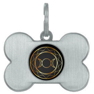 Médaillons Pour Animaux Domestiques Déesse de triple de symbole de Wiccan d'or