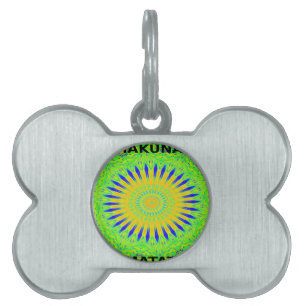Médaillons Pour Animaux Domestiques Design Motif africain en vert et en or