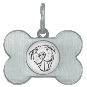 Médaillons Pour Animaux Domestiques dessin pitbull simple amoureux des chiens noir bla