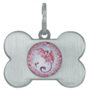 Médaillons Pour Animaux Domestiques Dragon rose d'art d'imaginaire de nature de