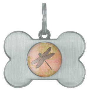 Médaillons Pour Animaux Domestiques Dragonfly d'impressions roses