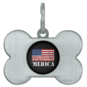 Médaillons Pour Animaux Domestiques Drapeau affligé 'MERICA des États-Unis
