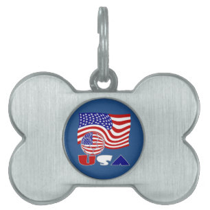 Médaillons Pour Animaux Domestiques Drapeau des États-Unis USA ballon de football Fond