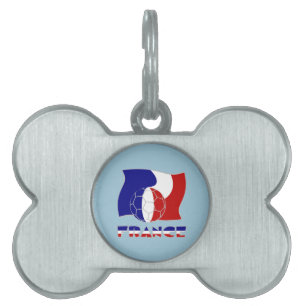 Médaillons Pour Animaux Domestiques Drapeau français avec ballon de football sur fond