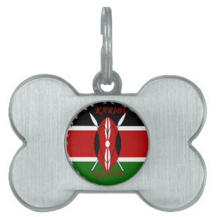 Médaillons Pour Animaux Domestiques Drapeau national de la République du Kenya Noir ro