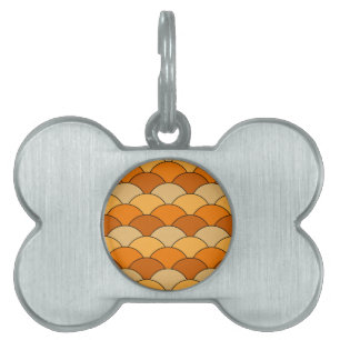 Médaillons Pour Animaux Domestiques Écailés de dragon, éventails, vagues, Seigaiha, or