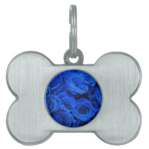 Médaillons Pour Animaux Domestiques Elégant bleu rose bleu fleurs bleu bleu bleu flora