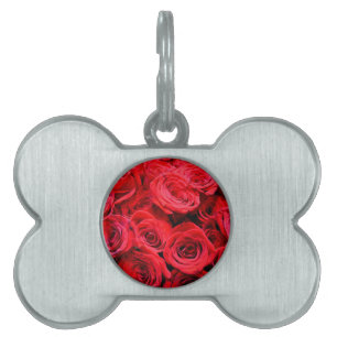 Médaillons Pour Animaux Domestiques Élégant rose aux fleurs rouges
