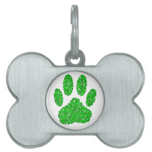 Médaillons Pour Animaux Domestiques Empreinte de patte de chien de feuillage vert