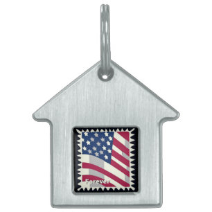 MÉDAILLONS POUR ANIMAUX DOMESTIQUES ÉTATS-UNIS D'AMÉRIQUE DRAPEAU FOREVER STAMP