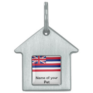 Médaillons Pour Animaux Domestiques Étiquette avec drapeau de l'État d'Hawaii