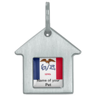 Médaillons Pour Animaux Domestiques Étiquette avec le drapeau de l'État de l'Iowa