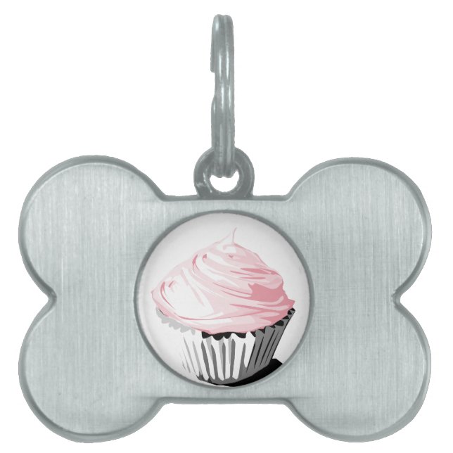 Médaillons Pour Animaux Domestiques Étiquette de cupcake rose (Devant)