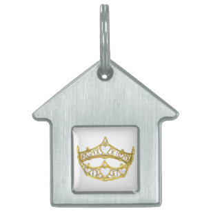 Médaillons Pour Animaux Domestiques étiquette en forme de maison de couronne Queen of