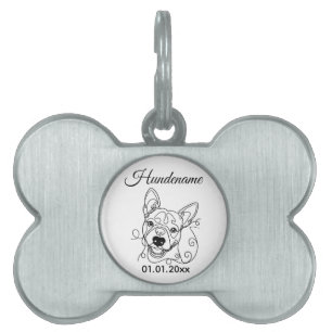 Médaillons Pour Animaux Domestiques Étiquette personnalisée en ligne art minimaliste B