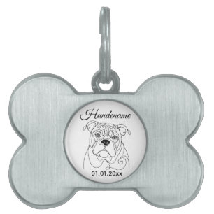 Médaillons Pour Animaux Domestiques Étiquette personnalisée en ligne pour Bouledogue A