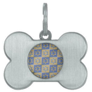 Médaillons Pour Animaux Domestiques Étoile de David Judaica Métal Or Bleu