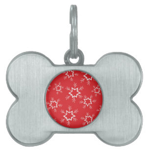 Médaillons Pour Animaux Domestiques Flèches de neige, Flakes rouges et blancs, Neige