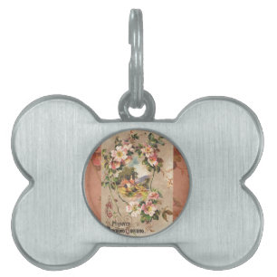 Médaillons Pour Animaux Domestiques Fleur de naissance victorienne de campagne des ann