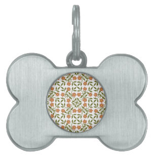 Médaillons Pour Animaux Domestiques Fleurs orange, motif floral, verdure, Boho
