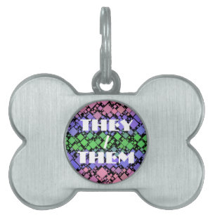Médaillons Pour Animaux Domestiques Groovy Boho Rétro Mod Géométrique Fierté Trigender