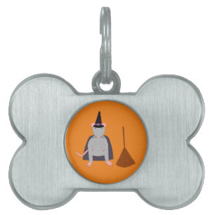Médaillons Pour Animaux Domestiques Halloween sorcière rat et chambre