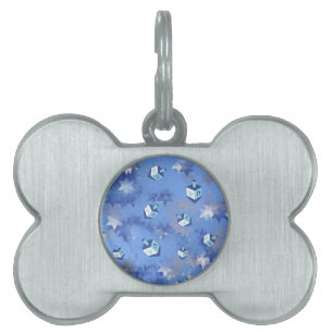 Médaillons Pour Animaux Domestiques Happy Hanoukka Falling Stars and Dreidels