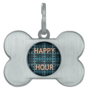 Médaillons Pour Animaux Domestiques Happy Hour Texte bleu Vector Art Imprimer