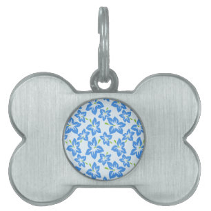 Médaillons Pour Animaux Domestiques Hibiscus bleu, Fleurs bleues, Motif de fleurs