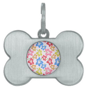 Médaillons Pour Animaux Domestiques Hibiscus Coloré, Motif De Fleurs