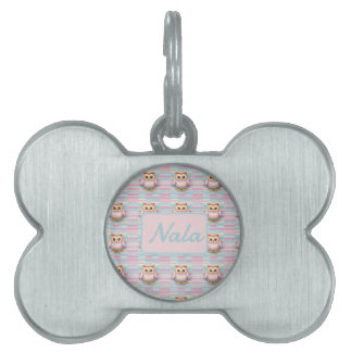 Médaillons Pour Animaux Domestiques Hibou à rayures transversales motif pastel