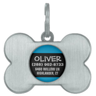 Médaillons Pour Animaux Domestiques ID chien animal - Noir & Bleu - Pour petits chiens