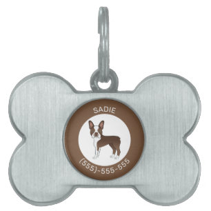 Médaillons Pour Animaux Domestiques Illustration de chien Boston Terrier marron et bla