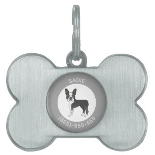 Médaillons Pour Animaux Domestiques Illustration de chien Boston Terrier noir et blanc