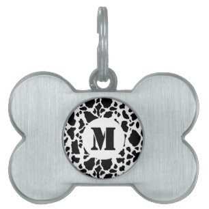 Médaillons Pour Animaux Domestiques Impression Monogramme de vache noire et blanche
