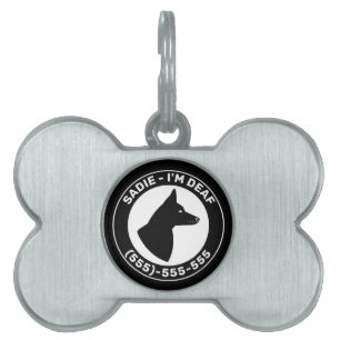 Médaillons Pour Animaux Domestiques Je suis chien noir sourds avec les oreilles dressé