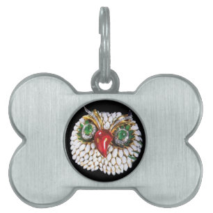 Médaillons Pour Animaux Domestiques JEWEL OWL Gold, Émeraude verte, opale