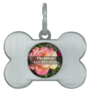 Médaillons Pour Animaux Domestiques Jolie fleur rose et jaune. Floral