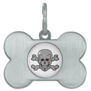Médaillons Pour Animaux Domestiques Jolly roger aux yeux roses