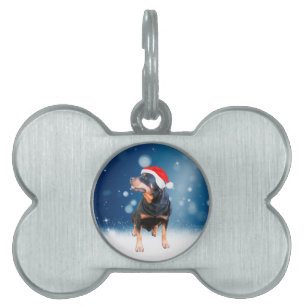 Médaillons Pour Animaux Domestiques Jote Rottweiler Chien Noël Santa Hat Étoiles de ne