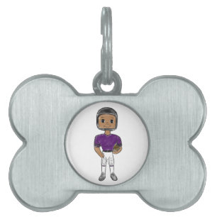 Médaillons Pour Animaux Domestiques joueur de football vintage rétro violet noir simpl
