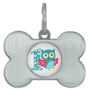 Médaillons Pour Animaux Domestiques Joyeux hibou pour le premier anniversaire
