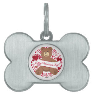 Médaillons Pour Animaux Domestiques Joyeux Valentine ! Teddy bear