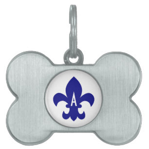Médaillons Pour Animaux Domestiques Marine Fleur de Lis Monogram