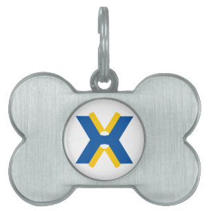 Médaillons Pour Animaux Domestiques Monogramme de lettre X bleu et jaune