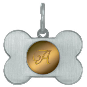 Médaillons Pour Animaux Domestiques Monogramme Gold A